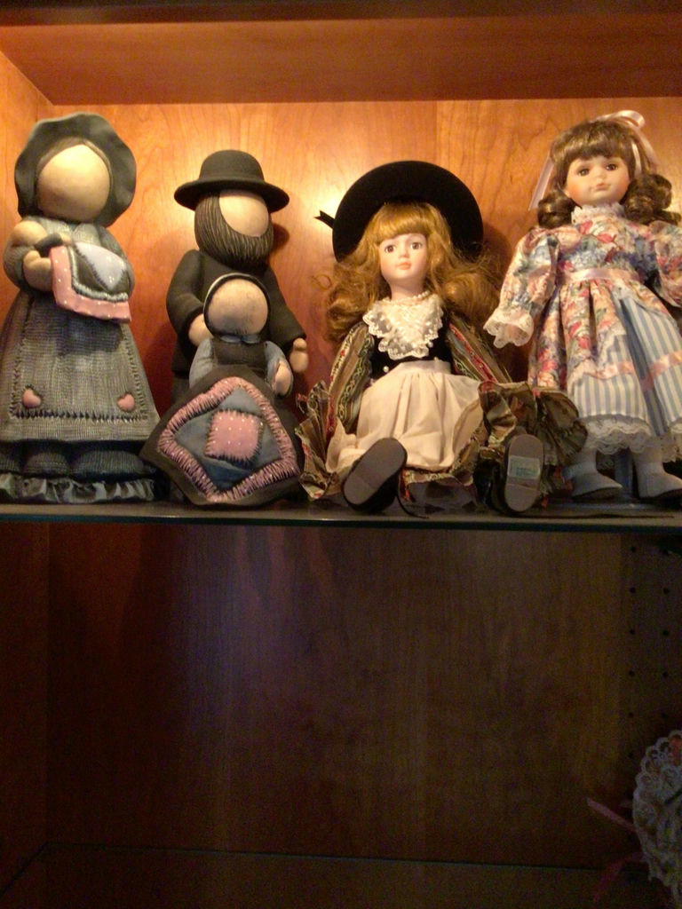 Handmade fabric rag dolls in vintage-style clothing - image 1 of 4