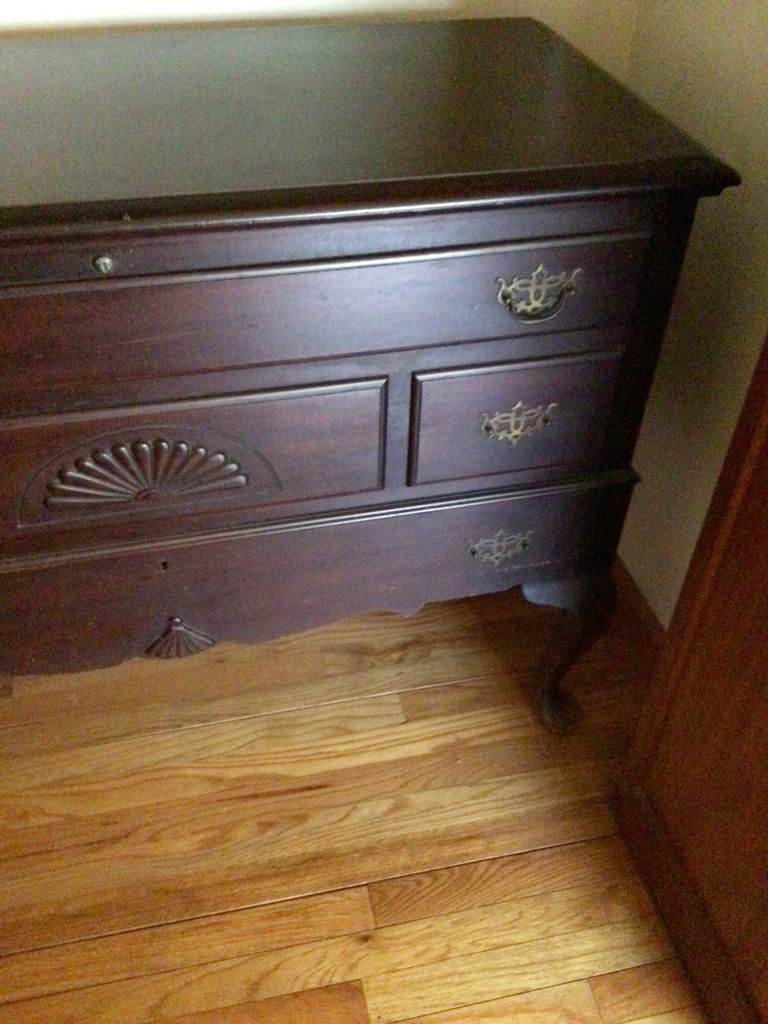 Dark wood dresser with brass hardware - image 3 of 3
