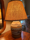 Stoneware vase-style table lamp with fabric shade - thumbnail 1 of 1