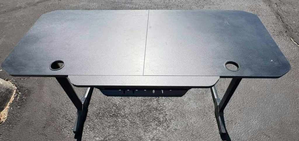 Awesome Gaming Desk, Black adjustable-height desk with cable holes, And Comes with Custom Sized Mouse Pad That Fits Whole Desk - image 3 of 5
