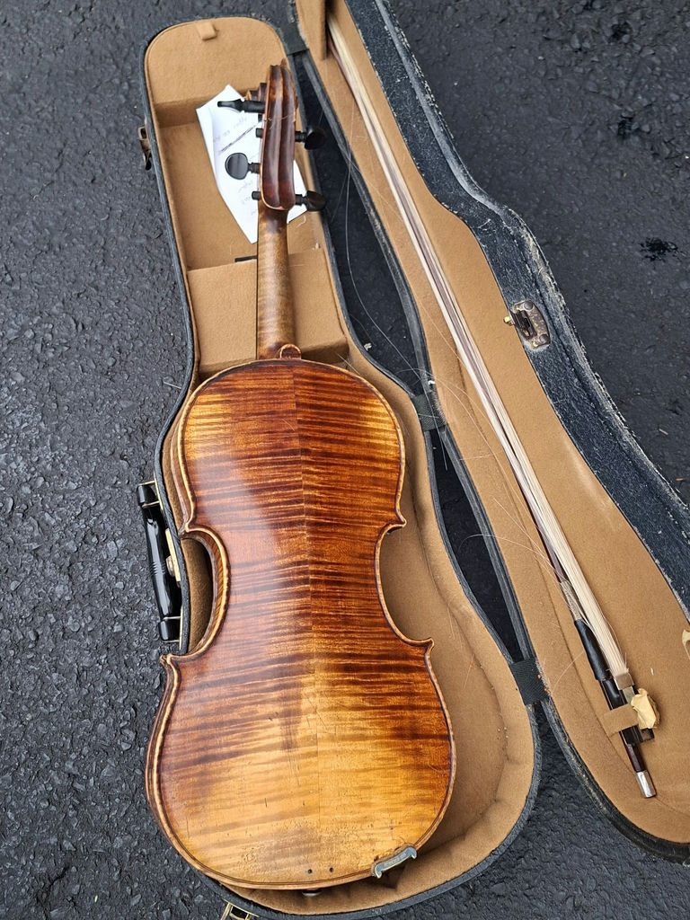 Antique Lifton Violin with Bow and Hard Case, Great Decor Piece, Needs Repairs To Be Playable - image 11 of 12