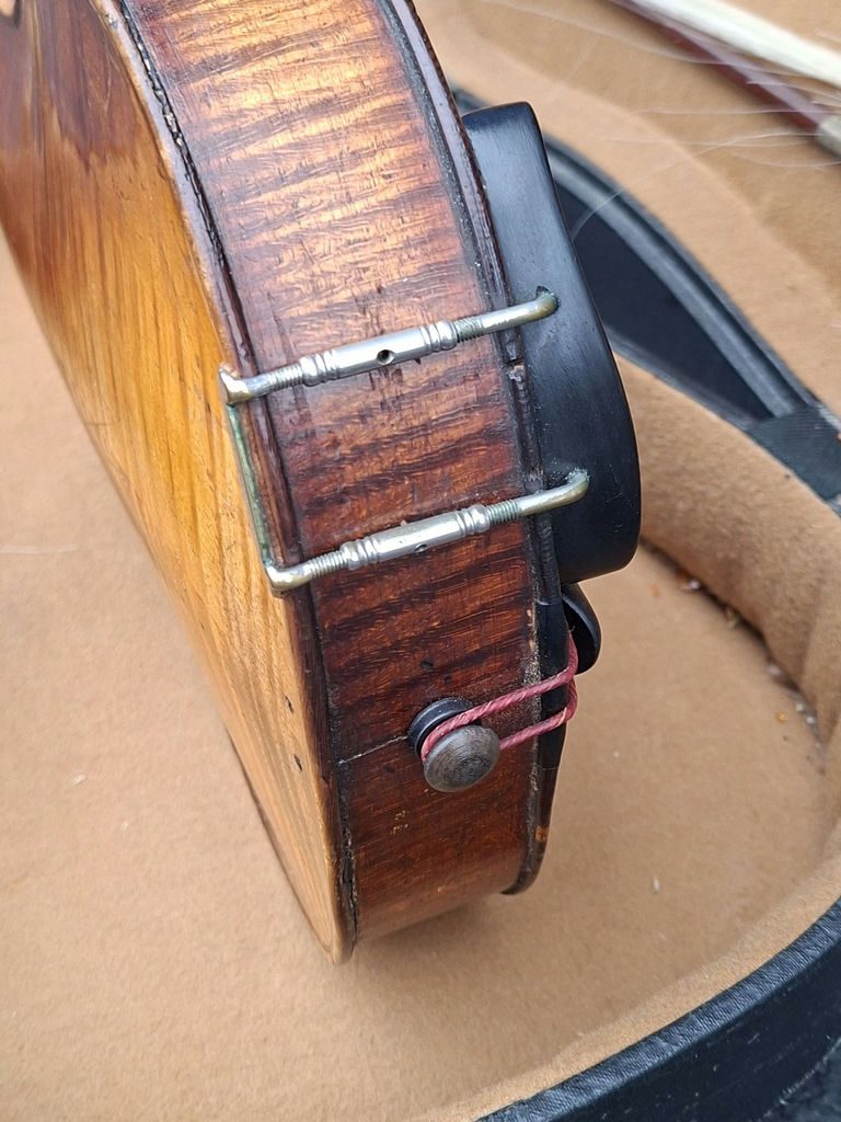 Antique Lifton Violin with Bow and Hard Case, Great Decor Piece, Needs Repairs To Be Playable - image 8 of 12