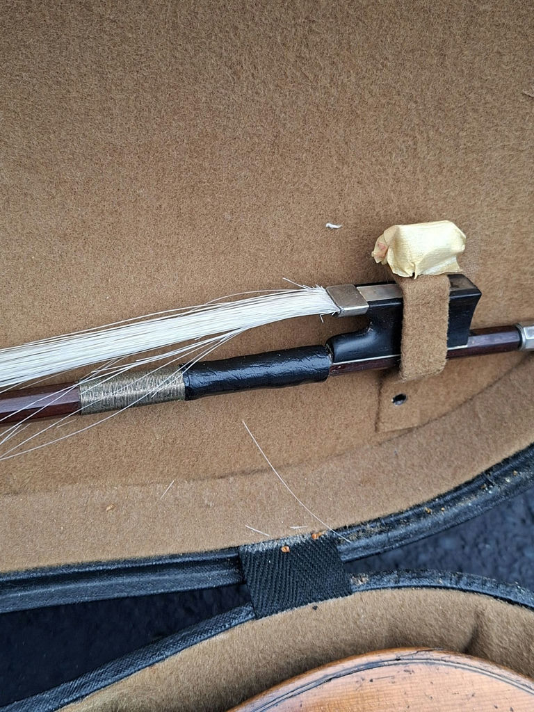 Antique Lifton Violin with Bow and Hard Case, Great Decor Piece, Needs Repairs To Be Playable - image 5 of 12