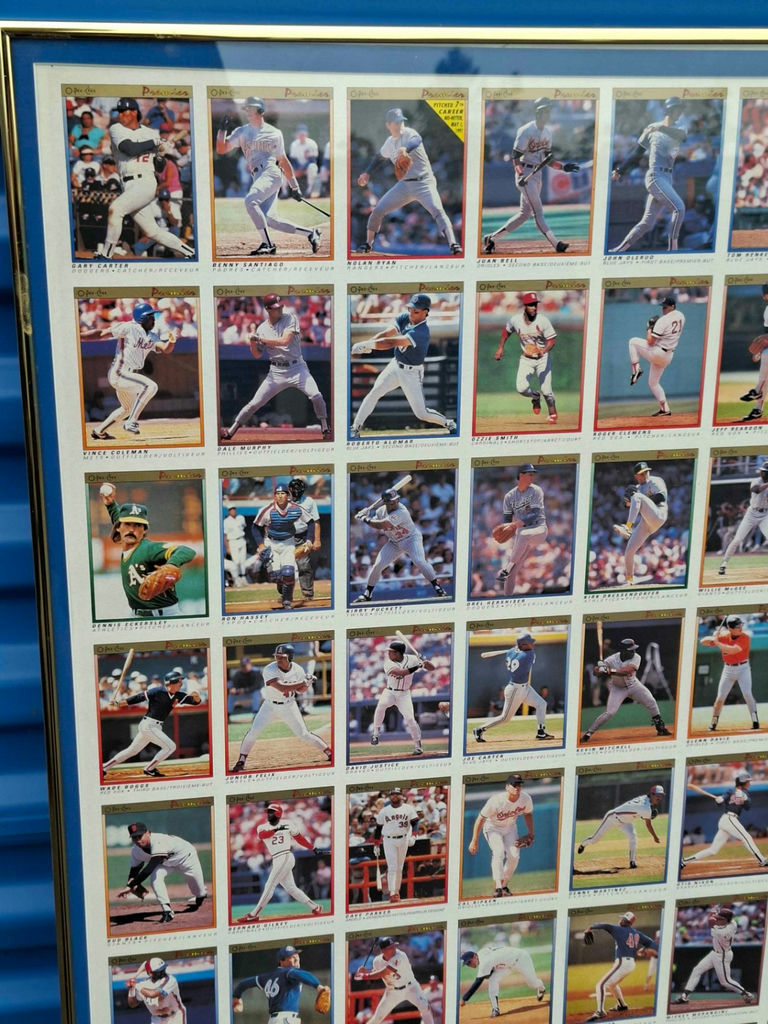UNCUT SHEET of Vintage MLB Baseball Cards, FRAMED - image 2 of 7
