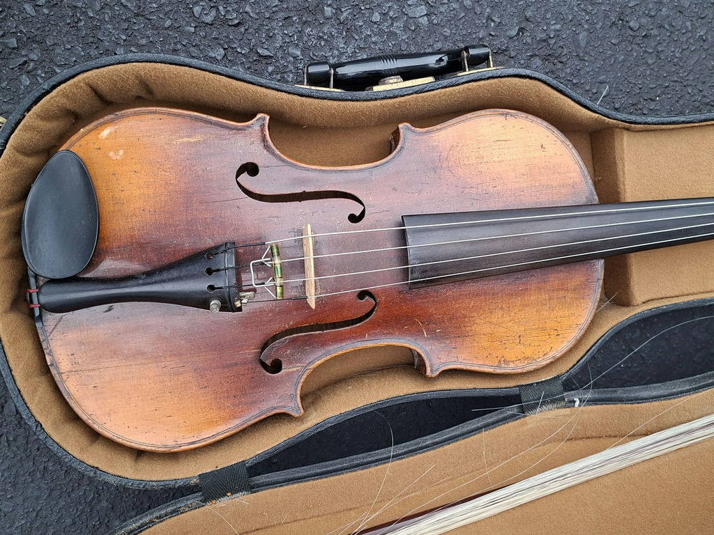 Antique Lifton Violin with Bow and Hard Case, Great Decor Piece, Needs Repairs To Be Playable - image 2 of 12