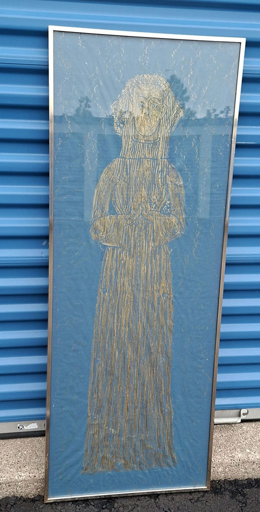 Vintage Framed Brass Rubbing Portrait Of Woman, Stunning - image 1 of 6