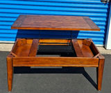 Gorgeous Solid Lift Top Wood Coffee Table, Excellent Craftsmanship, Hinges Open for Storage! - thumbnail 1 of 6