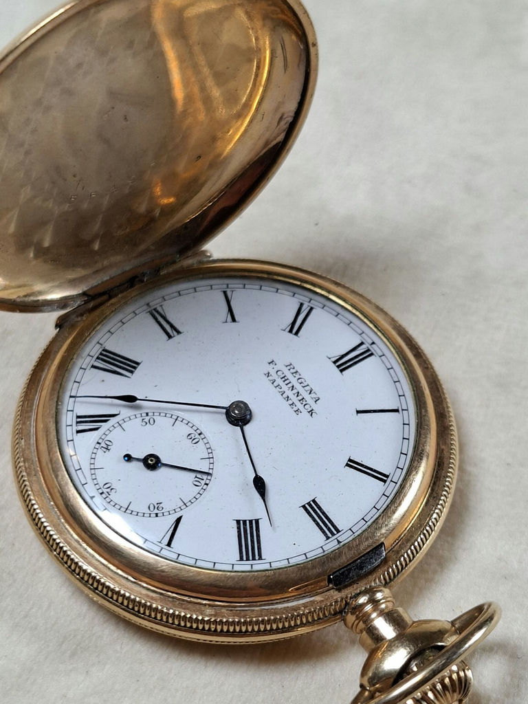 Antique Beautiful Regina F. Chinneck Napanee Pocket Watch, No 55490 - image 4 of 6