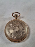 Small Antique Late 1890s Elgin Gold Tone Pocket Watch in Keystone Watch Case, Serial Number 6583036 - thumbnail 4 of 8