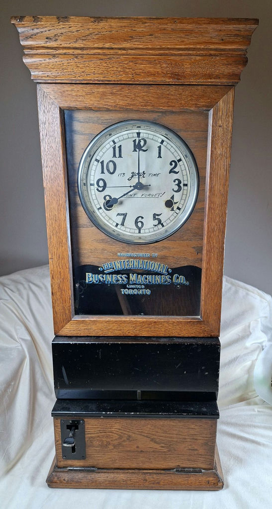 International Business Machines Co. Wooden Wall Punch In Clock, Restored And In Working Condition - image 1 of 10
