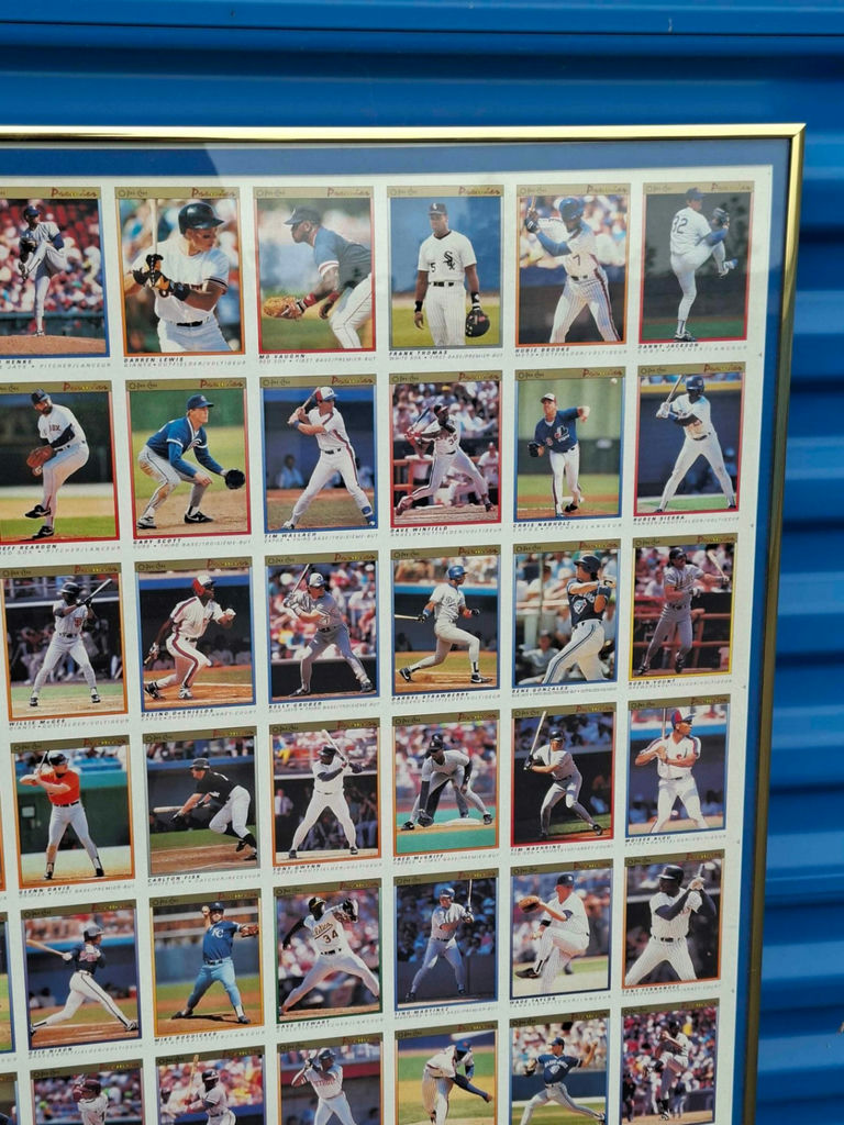 UNCUT SHEET of Vintage MLB Baseball Cards, FRAMED - image 3 of 7