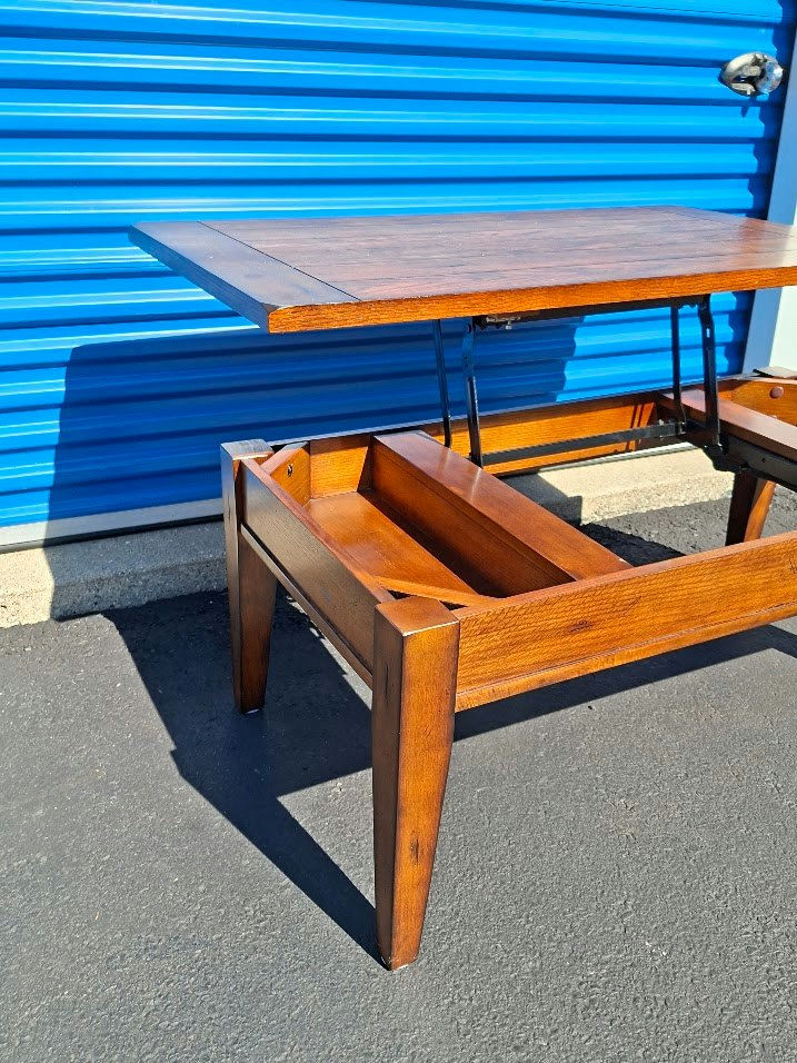 Gorgeous Solid Lift Top Wood Coffee Table, Excellent Craftsmanship, Hinges Open for Storage! - image 2 of 6