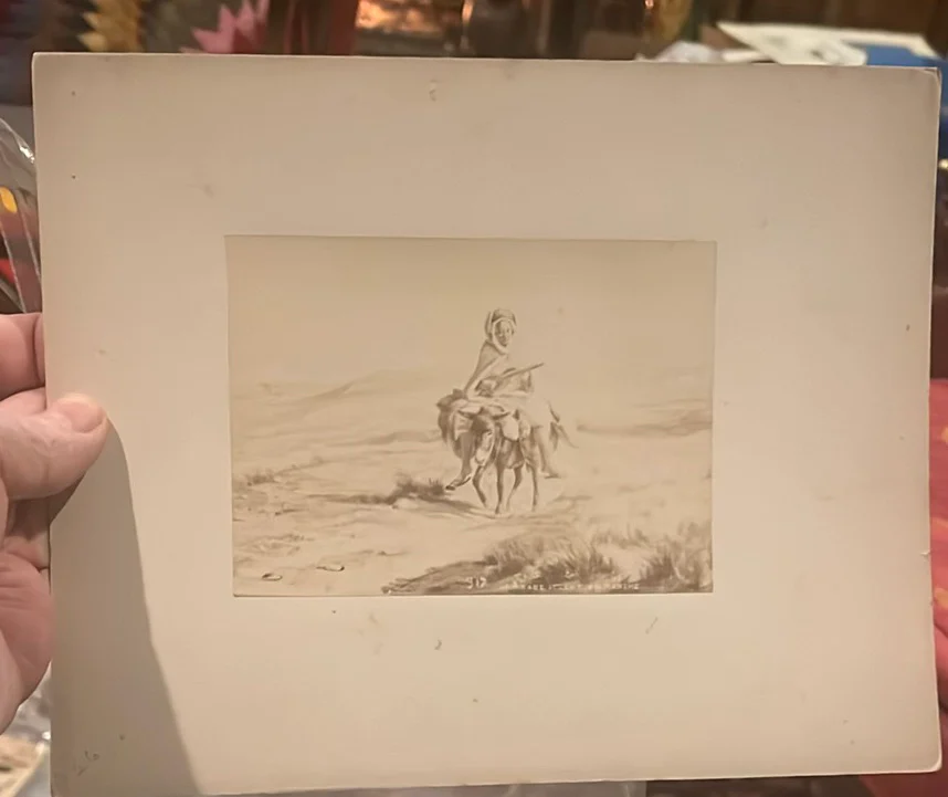 Cabinet Phot Of French Painting Arab Going To The Market - image 1 of 3