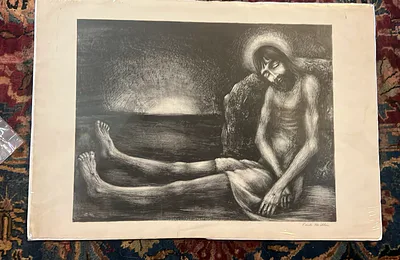 Earle Miller 1948 Print Of Christ Before The Resurrection - Image 1 of 3