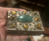 Jewell Silver Colored Box With Agates And Malachite - thumbnail 1 of 8