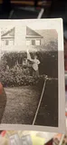 1900 Photo Of Woman Dressed In Flag In Yard - thumbnail 1 of 3