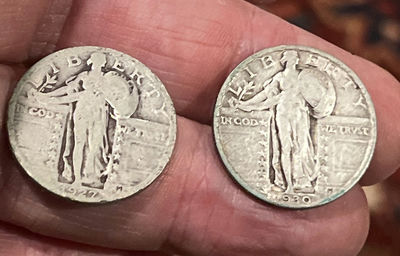 2 Standing Liberty US Quarter Dollars 25 Cents Silver - Image 1 of 5