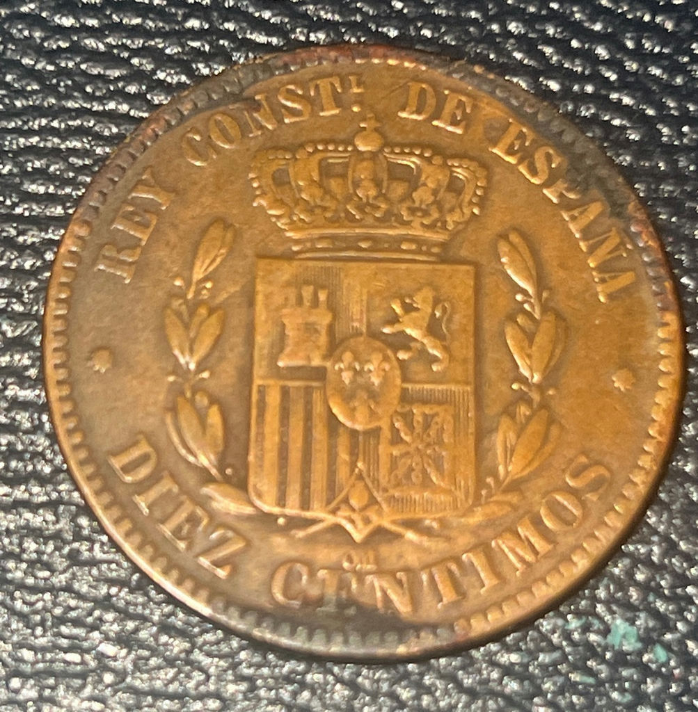 Spain 1870s Ten Centimos Coins - image 5 of 5
