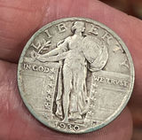 2 Standing Liberty US Quarter Dollars 25 Cents Silver - thumbnail 4 of 5