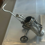 Sterling Silver Handmade Golf Pull Cart With Three Clubs - thumbnail 3 of 8
