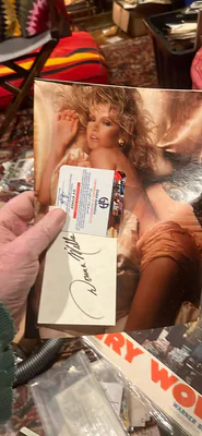 Sign Index Card With Magazine Page Of Playboy Model, Donna Mills With Coa - Image 1 of 3