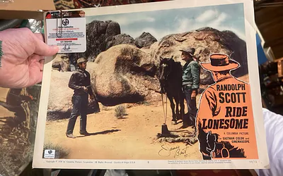 Autograph Lobby Card From 1959 Movie Ride Lonesome Signed By James Best With Coa - Image 1 of 4