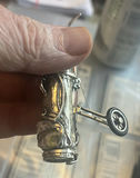 Sterling Silver Handmade Golf Pull Cart With Three Clubs - thumbnail 6 of 8