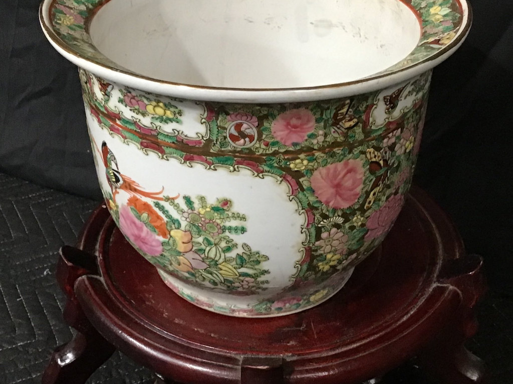 Chinese Rose Medallion Fish Bowls & Stand - image 13 of 15