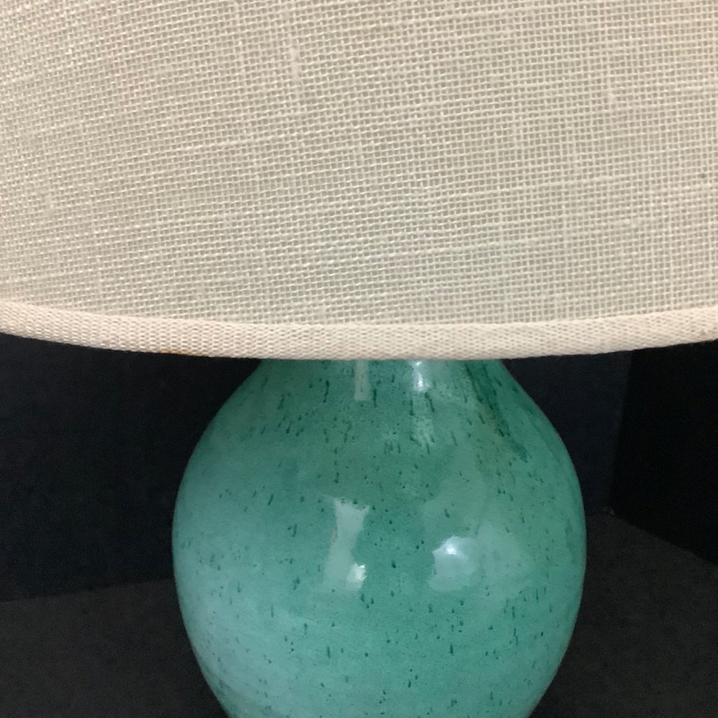 Ceramic Teal Lamp w/ Wood Base - image 3 of 6