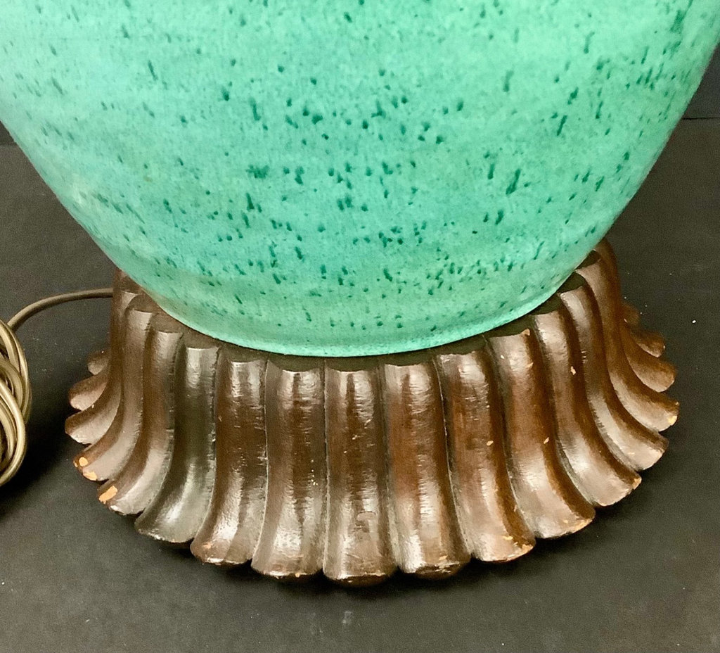 Ceramic Teal Lamp w/ Wood Base - image 5 of 6
