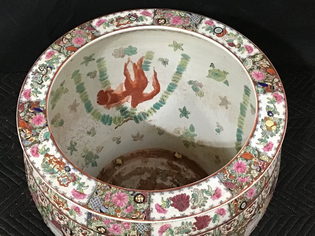 Chinese Rose Medallion Fish Bowls & Stand - image 2 of 15