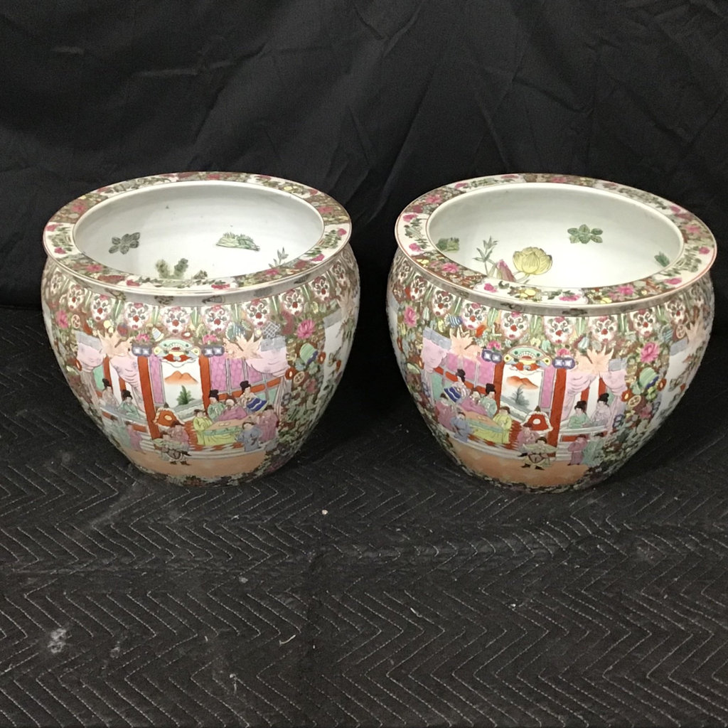 Chinese Rose Medallion Fish Bowls - image 1 of 9