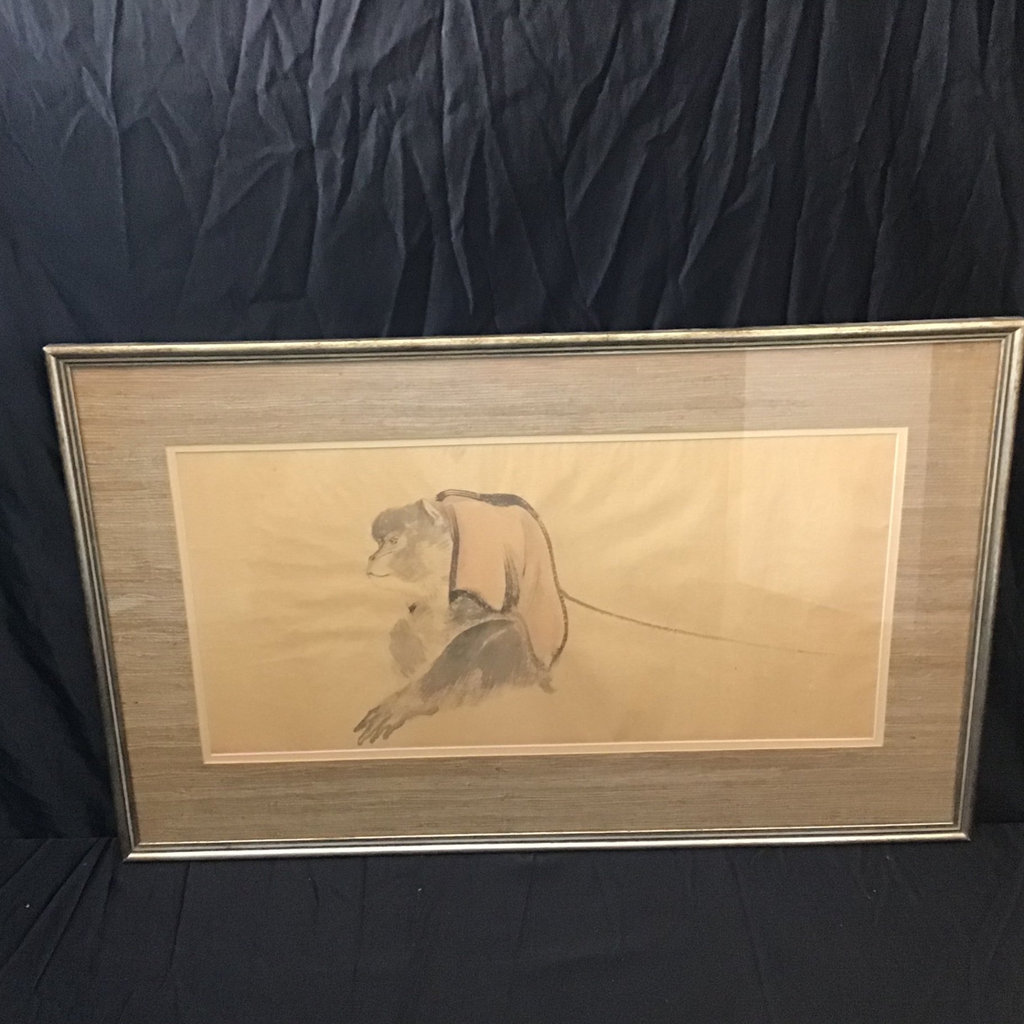 Framed Watercolor Monkey on Rice Paper - image 3 of 5