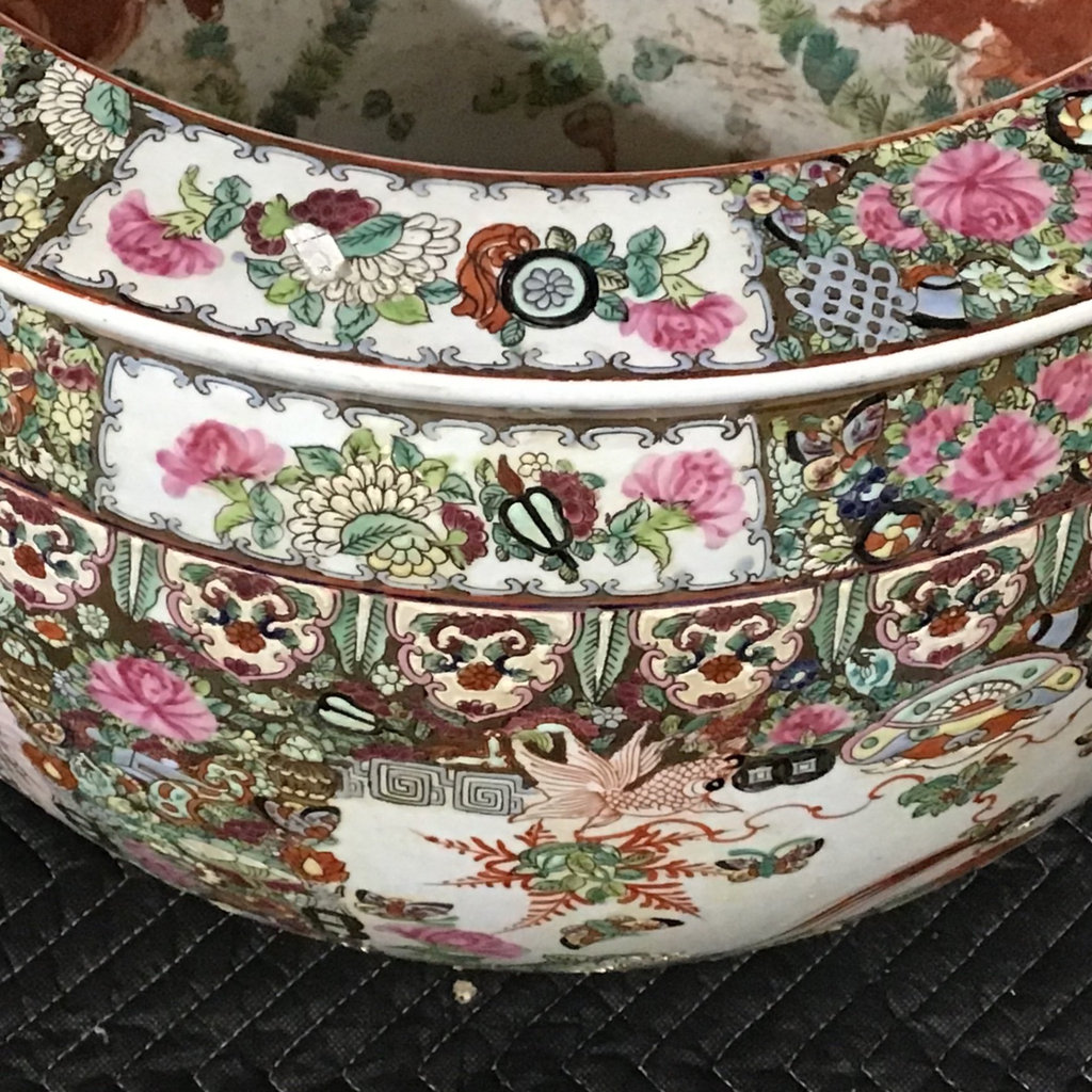 Chinese Rose Medallion Fish Bowls & Stand - image 7 of 15