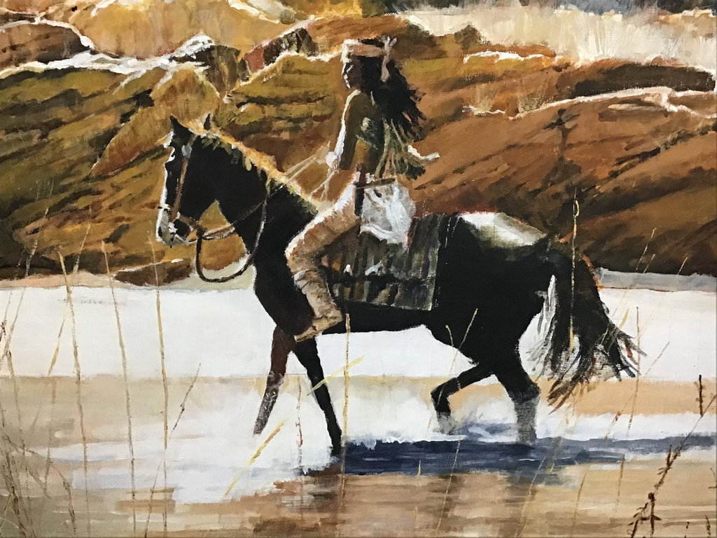Framed Native on Horseback - image 1 of 5