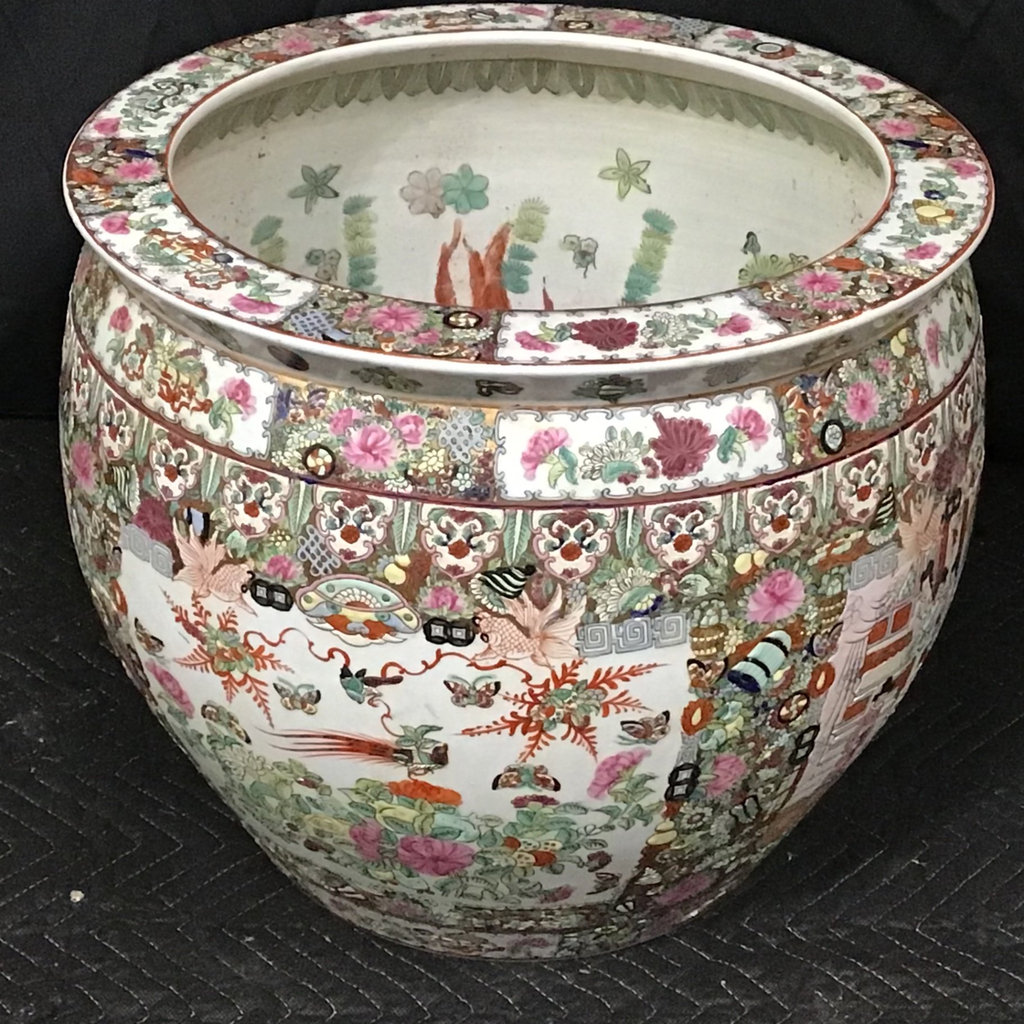 Chinese Rose Medallion Fish Bowls & Stand - image 3 of 15