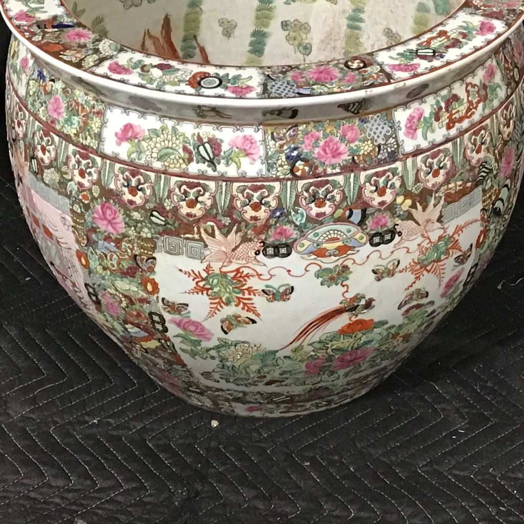 Chinese Rose Medallion Fish Bowls & Stand - image 6 of 15