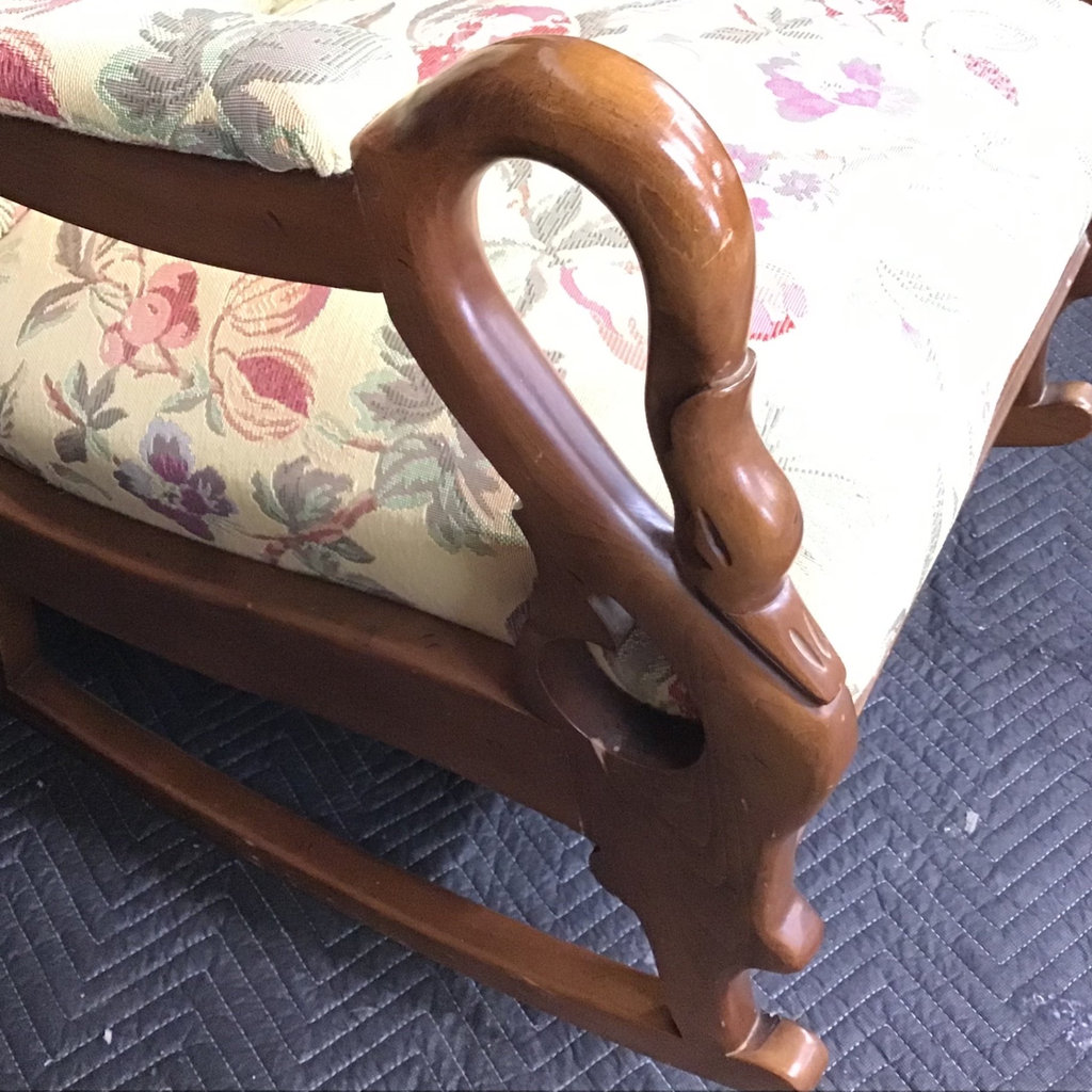 Upholstered Swan Arm Rocker - image 5 of 12