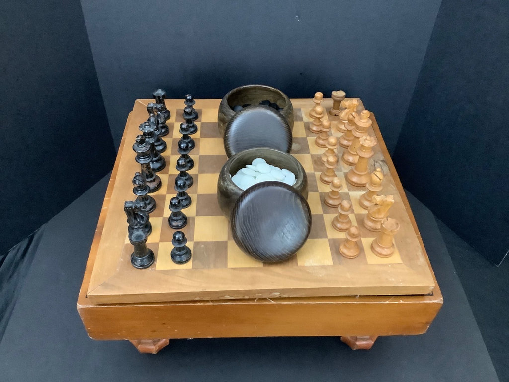 Handmade Go Game Table & Wooden Chess Set  - image 1 of 9