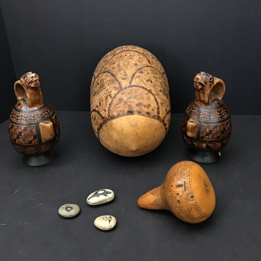 Peruvian Jaguar Vessels, Carved Gourds, & Painted Stones - image 1 of 7