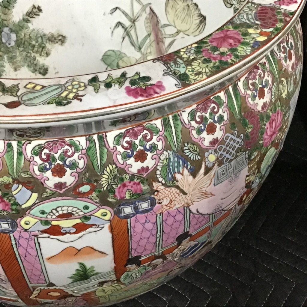 Chinese Rose Medallion Fish Bowls - image 4 of 9