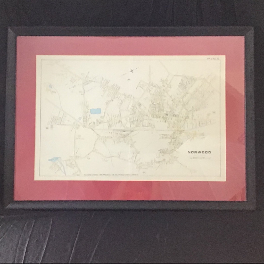 Framed Map of Norwood MA, circa 1888 - image 2 of 7