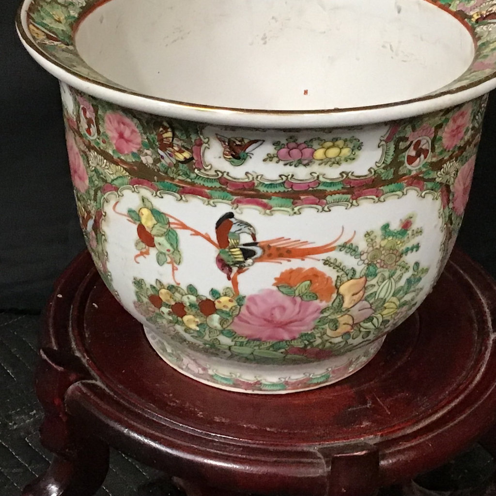 Chinese Rose Medallion Fish Bowls & Stand - image 11 of 15