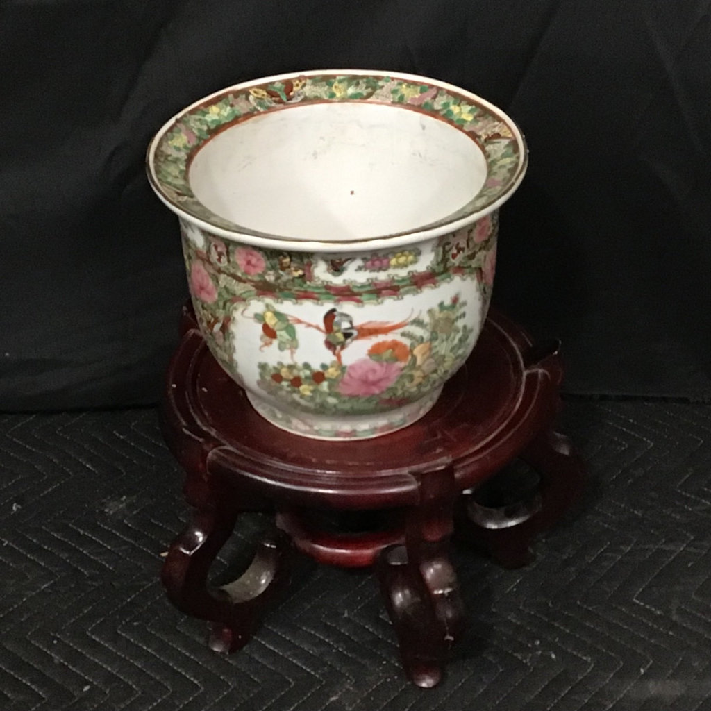 Chinese Rose Medallion Fish Bowls & Stand - image 10 of 15