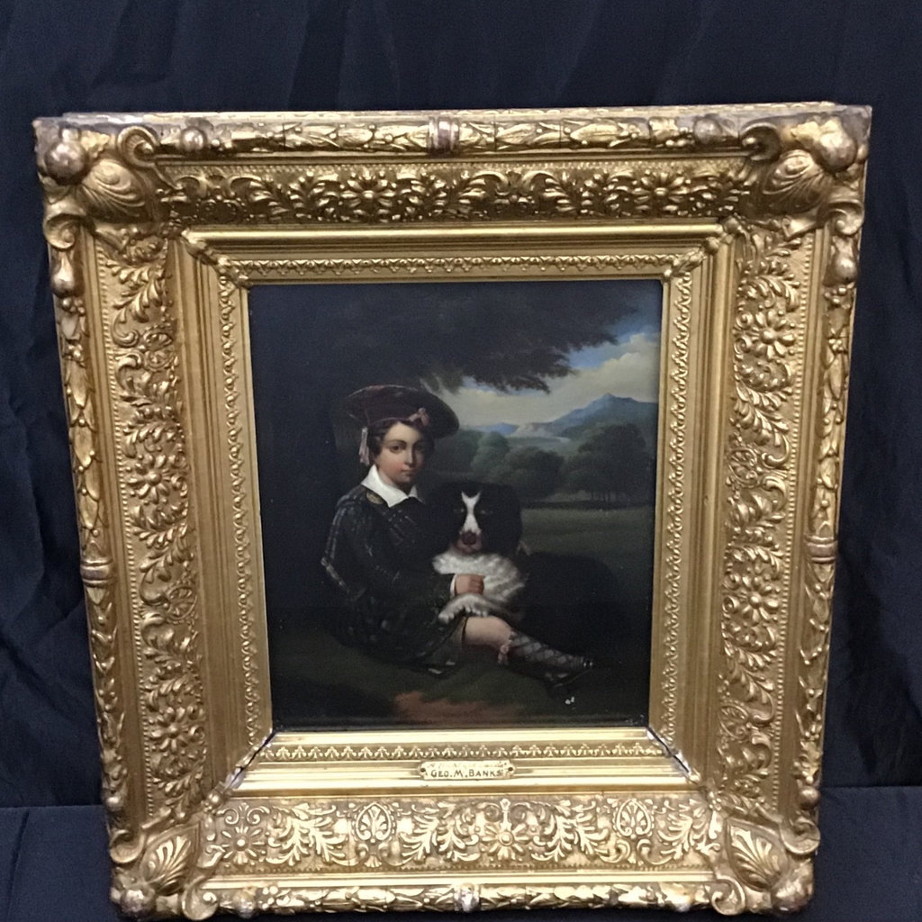 Antique Framed George M. Banks Oil on Metal - image 3 of 15