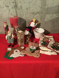 Christmas decor: figurines, lantern, candle, and textiles - thumbnail 1 of 3