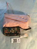 Pink shoulder bag and floral zippered organizer clutch - thumbnail 1 of 2
