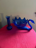 Blue glass swan bowl and tall vase - thumbnail 1 of 2