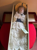 Dynasty Doll Collection porcelain doll in lace gown with hat - thumbnail 2 of 5