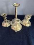 Three silver-plated candlesticks with a matching serving plate - thumbnail 2 of 4
